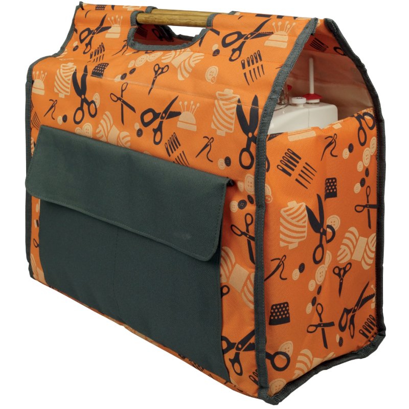 KLEIBER housse machine à coudre, orange/gris, 43×21×41 cm, matelassée